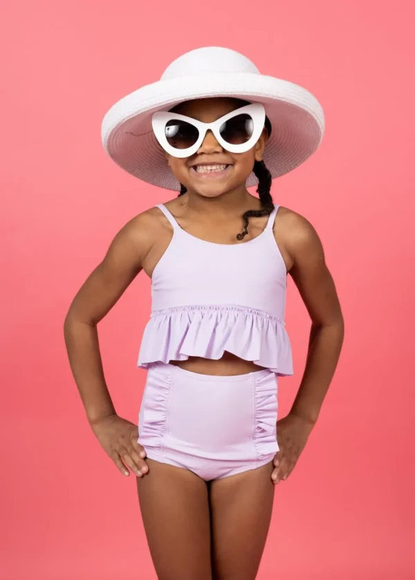 Bright Lilac | Mini Down in Front Ruffle Bottoms