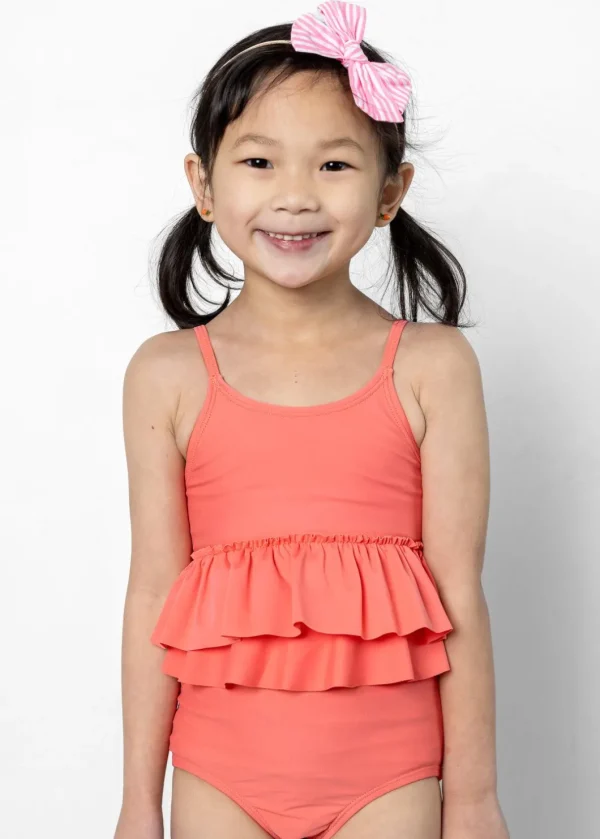 Deep Coral | Mini Peplum Top