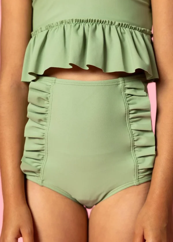 Meadow Green | Mini Down in Front Ruffle Bottoms