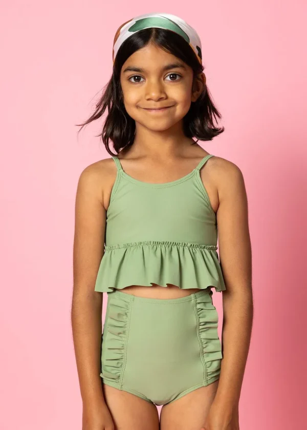 Meadow Green | Mini Down in Front Ruffle Bottoms