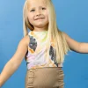 Ribbed Sand Brown | Mini Down in Front Ruffle Bottoms
